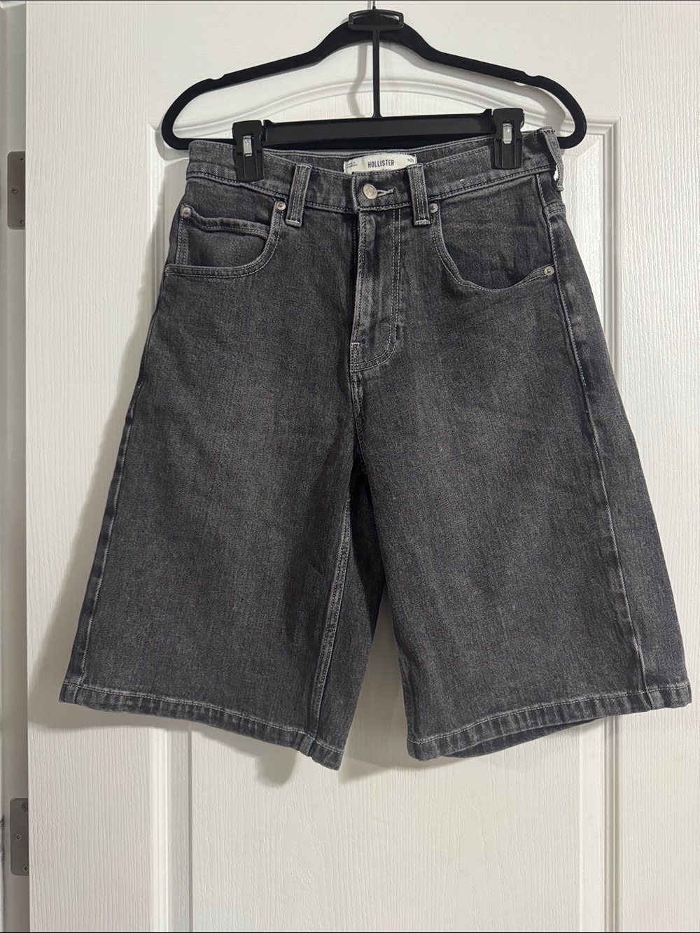 Hollister Men's Washed Charcoal Denim Shorts